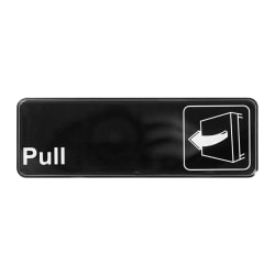 Winco SGN-302 Information PULL Sign w/ Symbol, 3" x 9", Black Replacement Image