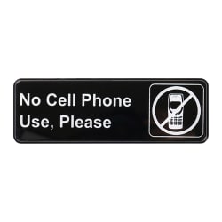 Winco SGN-334 No Cell Phone Use Sign - 3" X 9" Black Replacement Image