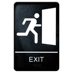 Winco SGNB-604 Exit Sign, Braille - 6" x 9", Black Replacement Image