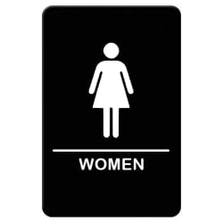 Winco SGNB-606 Women Sign, Braille - 6" x 9", Black Replacement Image