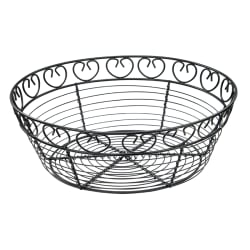 Winco WBKG-10R Round Bread/Fruit Basket, 10 x 3"H, Black Wire Replacement Image