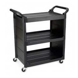 Rubbermaid FG342100BLA 33 5/8"L Polymer Bus Cart w/ (3) Levels, Shelves,... Replacement Image