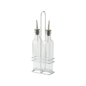 Tablecraft 600N 6 oz Cruet Set w/ Chrome Rack & Stainless Steel