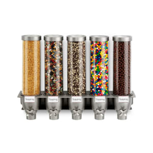 Rosseto Wall-Mount Dry Food Dispenser, (5) 1 3/10 gal Hoppers (EZ527)