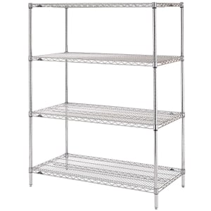 Metro Super Adjustable 2 Wire Shelving - 5-Shelf Unit, Stainless Steel (48  X 74 X 24D)