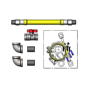 60-Inch Long Installation Kit and Swivelink Fittings 1-Inch Npt T&S Brass HG-4E-60SK Gas Hose with Quick Disconnect 