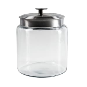 Anchor Hocking 85753 1 Qt. Stackable Glass Jar with Brushed Aluminum Lid -  6/Case