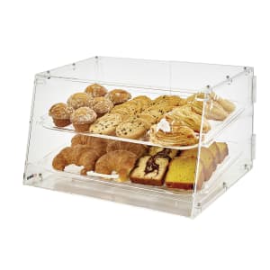 Cal-Mil 1279 Eco Modern Bread Box Display w/ 2 Tiers, Silver Wire & Bamboo