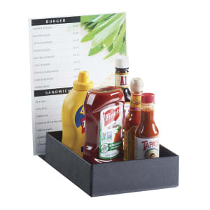 WICHEMI Condiment Caddy with Lid Condiment Dispenser Tray Bar Fruit Caddy Plastic Garnish Station Great for Restaurant Buffets Bars Picnics Refrigerator Barbecue Catering 4 Compartment 
