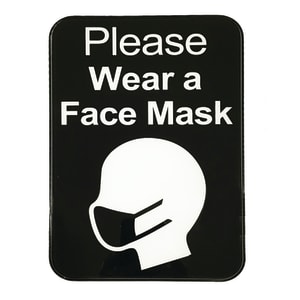 Adhesive Face Mask Required Commercial Wall Sign Door Plate for Business Restaurant 9 x 6 