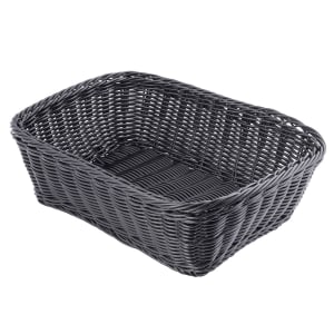 Rectangular Natural Polypropylene Single Cord Washable Basket With Handles  - 8L x 11W x 3H