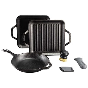 Lodge L6SPB41 6 Piece Seasoned Cast Iron Cookware Set w/ Pans