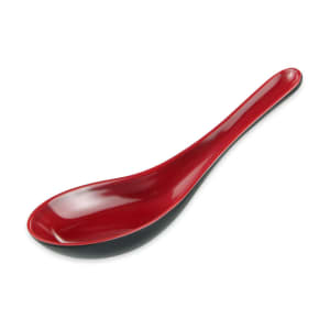 Set of 6 M.V Trading HS625BR Asian/Chinese Melamine Ladle Style Soup Spoon Red and Black 