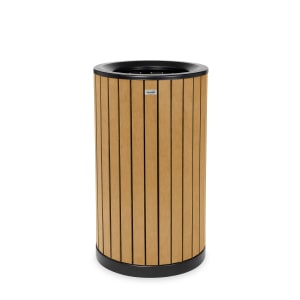 Outdoor Slatted Steel Metal Green Park Trash Can & Liner - 24 Gallon