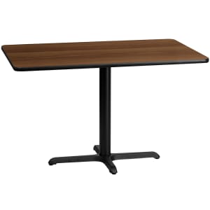 30'' X 60'' RECTANGULAR WALNUT LAMINATE TABLE TOP WITH 18'' ROUND TABLE HT BASES 