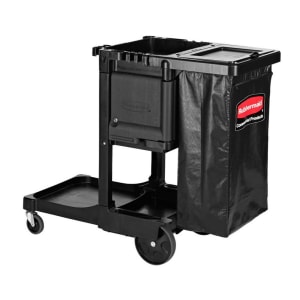 007-1861430 Janitor Cart w/ Locking Cabinet, Black