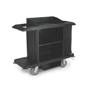 007-618900BK Housekeeping Cart w/ Vacuum Holder, 60"L x 22"W x 50"H, Black
