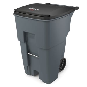 007-9W22GRA 95 gal Utility Wheeled Trash Can - 45 3/5 H x 27 3/10 W x 35 2/5" L, Gray