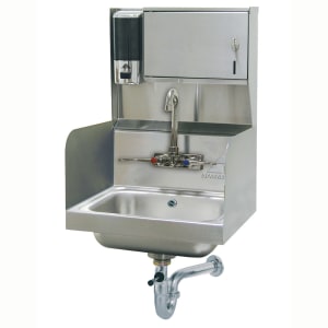 009-7PS872X Wall Mount Commercial Hand Sink w/ 14"L x 10"W x 5"D Bowl, Soap Dispenser