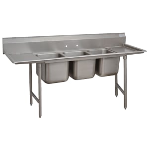 009-9335418RL 91" 3 Compartment Sink w/ 16"L x 20"W Bowl, 12" Deep