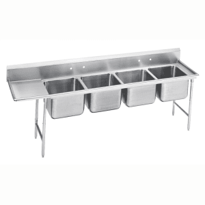 009-9848036L 129" 4 Compartment Sink w/ 20"L x 28"W Bowl, 12" Deep