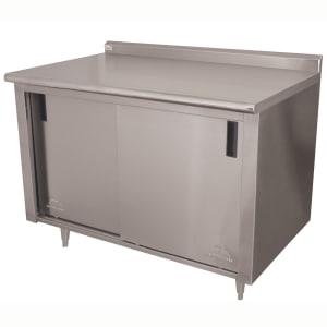 009-CFSS304M 48" Enclosed Work Table w/ Sliding Doors & Midshelf, 1 1/2" Backsplash, 30"D