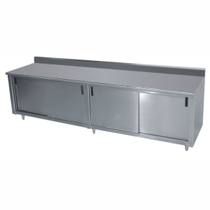 009-CKSS2410 120" Enclosed Work Table w/ Sliding Doors & 5" Backsplash, 24"D