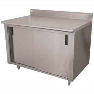 009-CKSS304 48" Enclosed Work Table w/ Sliding Doors & 5" Backsplash, 30"D