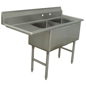 009-FC2242418LX 68" 2 Compartment Sink w/ 24"L x 24"W Bowl, 14" Deep