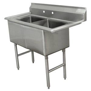 009-FC22424 53" 2 Compartment Sink w/ 24"L x 24"W Bowl, 14" Deep
