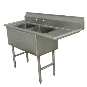 009-FC2242424R 74 1/2" 2 Compartment Sink w/ 24"L x 24"W Bowl, 14" Deep