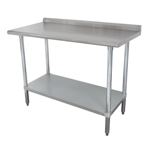 009-FLAG3052X 60" 16 ga Work Table w/ Undershelf & 430 Series Stainless Top, 1 1/2" Backsplash