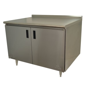 009-HKSS364 48" Enclosed Work Table w/ Swing Doors & 5" Backsplash, 36"D