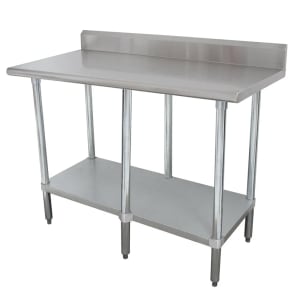 009-KLAG2482X 96" 16 ga Work Table w/ Undershelf & 430 Series Stainless Top, 5" Backsplash