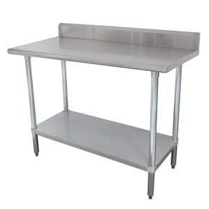 009-KMSLAG244X 48" 16 ga Work Table w/ Undershelf & 304 Series Stainless Top, 5" Backsplash