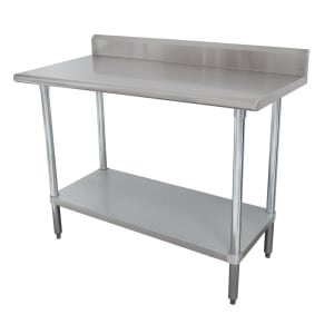 009-KSLAG246X 72" 16 ga Work Table w/ Undershelf & 430 Series Stainless Top, 5" Backsplash