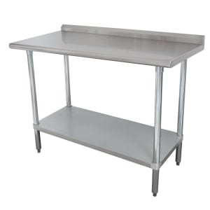 009-SFLAG307 84" 16 ga Work Table w/ Undershelf & 430 Series Stainless Top, 1 1/2" Backsplash