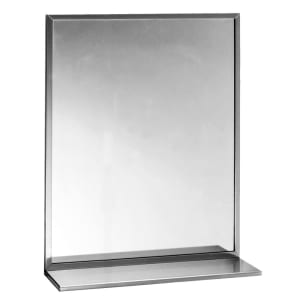 016-B1661824 B-165 Series Channel-Frame Mirror with Stainless Steel Shelf, 18" X 24"