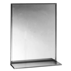 016-B1661836 B-165 Series Channel-Frame Mirror with Stainless Steel Shelf, 18" X 36"