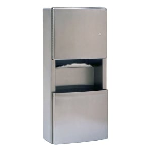 016-B3699 2 gallon Mount Bathroom Trash Can w/ Paper Towel Dispenser, Stainless