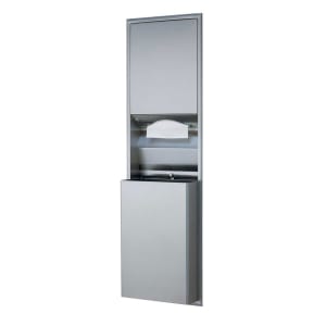 016-B3947 18 gallon Recessed Bathroom Trash Can w/ Paper Towel Dispenser, Stainless