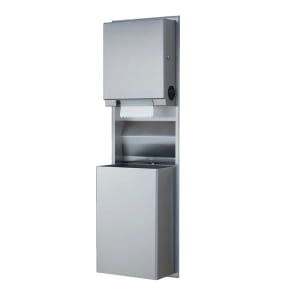 Bobrick B-39617 18 gallon Recessed Bathroom Trash Can w/ Paper Towel Dispenser, Stainless
