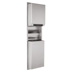016-B39747 18 gallon Recessed Bathroom Trash Can w/ Paper Towel Dispenser, Stainless