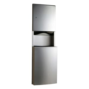 016-B43944 15 gallon Recessed Bathroom Trash Can w/ Paper Towel Dispenser, Stainless