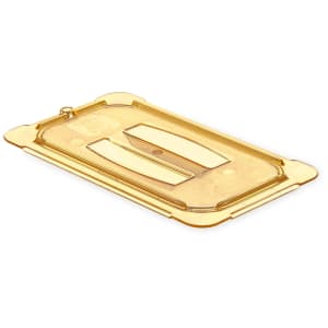028-10490U13 Universal 1/4 Size High Heat Food Pan Solid Lid - Amber