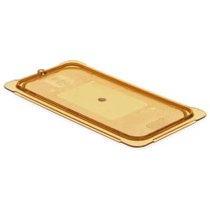 028-10471U13 Universal 1/3 Size High Heat Food Pan Notched Lid - Amber