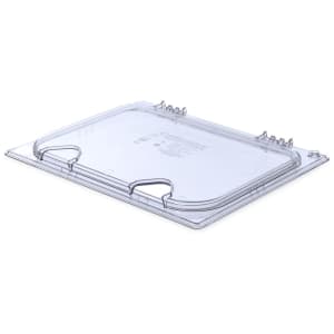 028-10239Z07 Universal Half-Size Hinged Food Pan Lid - Notched, Polycarbonate, Clear