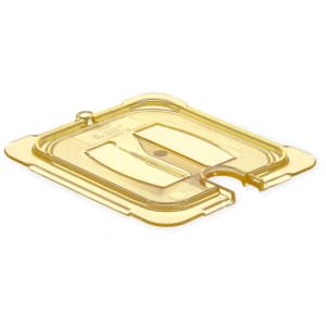 028-10511U13 Universal 1/6 Size High Heat Food Pan Notched Lid - Amber