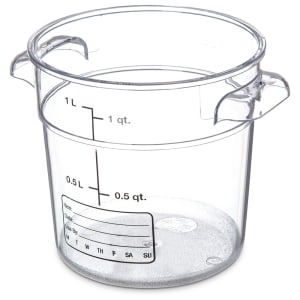 028-1076107 1 qt Round Food Storage Container - Stackable, Clear