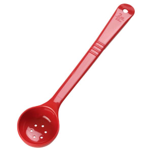028-396105 2 oz Perforated Portion Spoon - Long Handle, Poly, Red